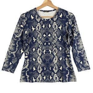 J.Mclaughlin Shirt Size XS Blue Snake print Blouse 3/4 Sleeve Catalina Cloth Top